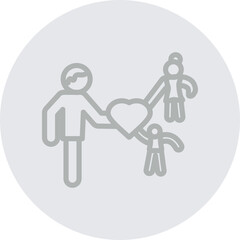 Family Love Vector Line Grey Circle Grey