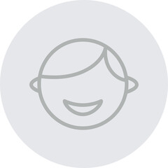 Happy Child Vector Line Grey Circle Grey