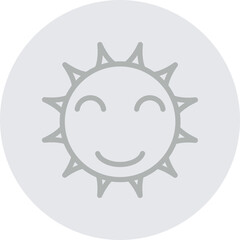 Happy Sunshine Vector Line Grey Circle Grey