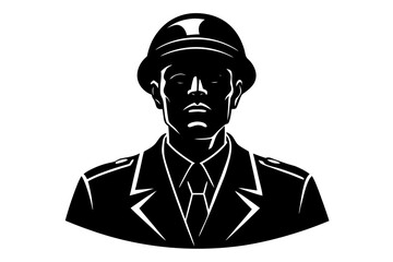 Silhouette Vector Art Illustration of Army Man in Uniform