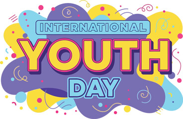 Naklejka premium International youth day poster with abstract shapes and lettering