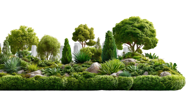 Garden Oasis: A vibrant garden oasis brimming with diverse greenery and lush flora, showcasing a harmonious blend of nature's beauty.