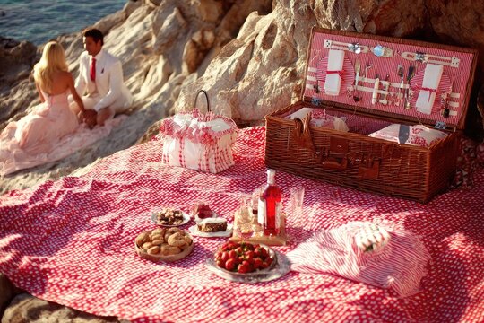 Romantic seaside picnic