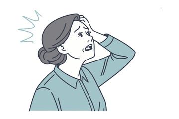 Stressed Woman: A woman experiences stress, her expression a blend of concern and frustration, in a realistic illustration of the pressures of modern life. 