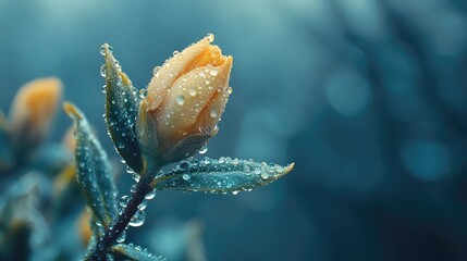 Raindrop on flower bud with macro clarity color pop and freshness mood perfect for growth or spring visuals