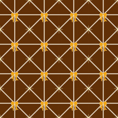 seamless pattern with flowers and bows, modern pattern design for fabric, ethnic, textile, texture, wrapping paper, wall paper or abstract background.with brown color background 