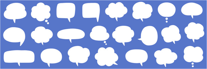 シンプルな吹き出しのベクターイラストセット。ふきだし、フレーム、おしゃれ、ゆるい
