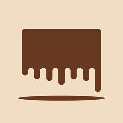 Brown Rectangular Shape with Dripping Effect on Beige Background