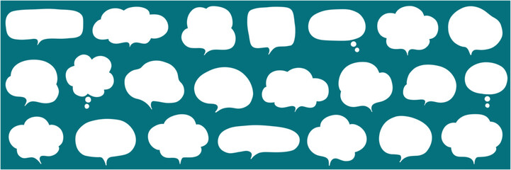 シンプルな吹き出しのベクターイラストセット。ふきだし、フレーム、おしゃれ、ゆるい