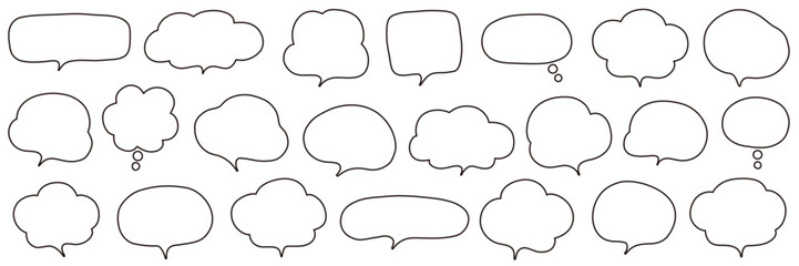 Obraz premium シンプルな吹き出しのベクターイラストセット。ふきだし、フレーム、おしゃれ、ゆるい
