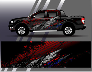 Car wrap design vector. Graphic abstract stripe racing background designs for vehicle, rally, race, adventure and car racing livery