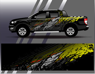 Car wrap design vector. Graphic abstract stripe racing background designs for vehicle, rally, race, adventure and car racing livery