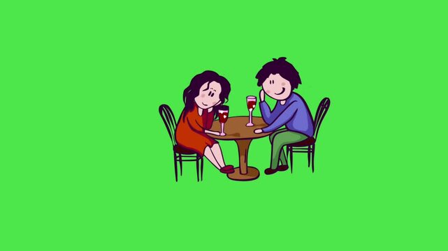 Cartoon character icon video animation green screen. 