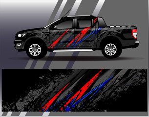 Car wrap design vector. Graphic abstract stripe racing background designs for vehicle, rally, race, adventure and car racing livery