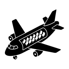 Airplane side cut Isometric view Silhouette. Airplane travel vector illustration black and white design for travel and tourism related content