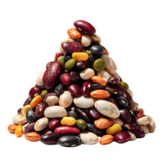 Colorful mix of beans in a pyramid shape.