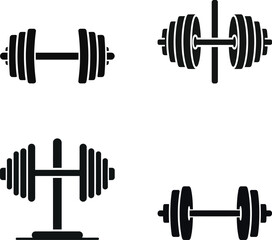 Black Barbell Vector, Simple Gym Equipment Illustration for Strength Training Designs.eps