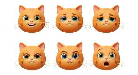 Fototapeta premium Orange cat faces displaying various emotions