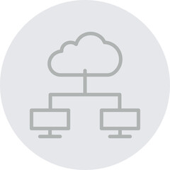 Cloud Computing Vector Line Grey Circle Grey