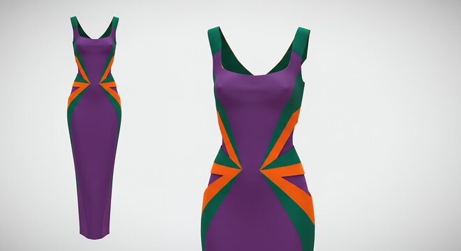 Purple orange green design womens dress - Powered by Adobe