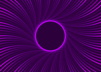 Ultraviolet neon laser spiral wavy lines abstract technology background. Futuristic glowing vector design