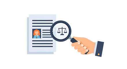 Legal Document Examination and Review Concept with Scales of Justice
