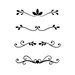 Text dividers doodle set.Wedding decorative elements. ornament, borders, floral, vintage line separators. Hand drawn vector illustration isolated on white background. Set page dividers.
