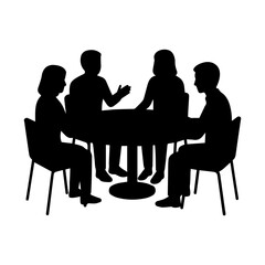 Meeting silhouette vector group discussion teamwork collaboration business conference brainstorming 100