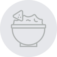 Salsa Bowl Vector Line Grey Circle Grey