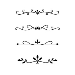 Text dividers doodle set.Wedding decorative elements. ornament, borders, floral, vintage line separators. Hand drawn vector illustration isolated on white background. Set page dividers.
