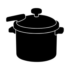 Black pressure cooker pot kitchen appliance cooking utensil vector illustration clip art