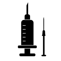 Syringe and injunction needle. Injection syringe vector medical equipment vaccination shot healthcare tool drug needle illustration