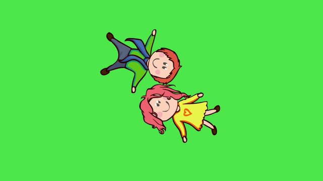 Cartoon character icon video animation green screen. 