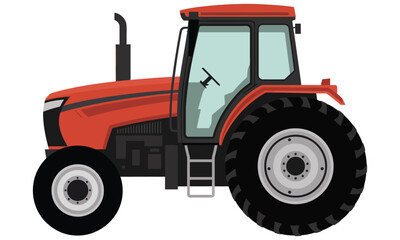 red tractor isolated on white
