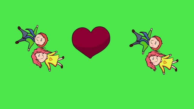 Cartoon character icon video animation green screen. 