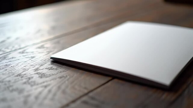 Blank White Brochure on Rustic Wooden Table