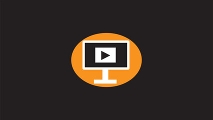 Computer icon  symbol simple,computer flat Icon on black background.
