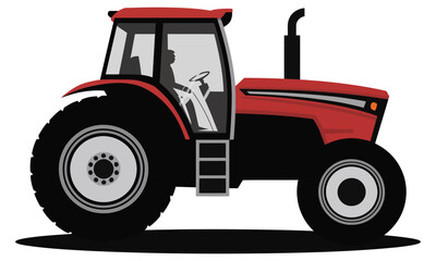 red tractor isolated on white