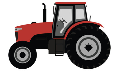 red tractor isolated on white