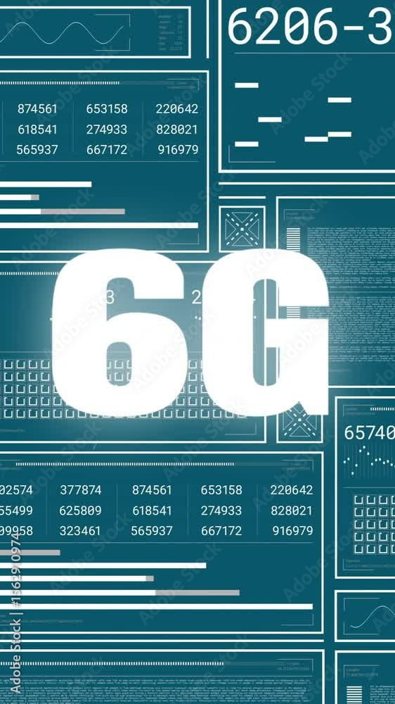 Poster animation of 6g text over data processing