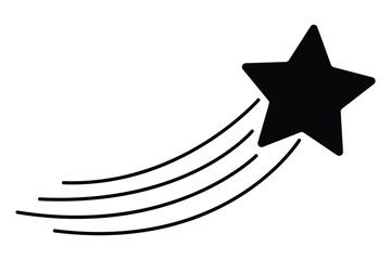 Shooting star icon. Falling star icon. Shooting star sign for web site design, logo, app, UI. Abstract silhouette of shooting star. 
