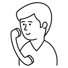 Phone Call Vector | Generative AI and Linocut Silhouette Design for Microstock