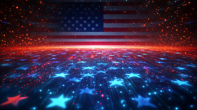 Patriotic celebration backdrop american flag stars and stripes red white and blue festive sparkle digital design independence day