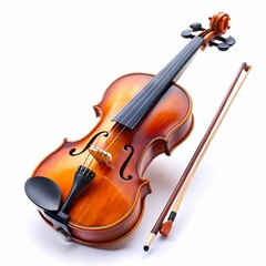 Fototapeta premium Violin and Bow on white background