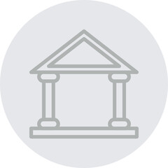 Bank Building Vector Line Grey Circle Grey