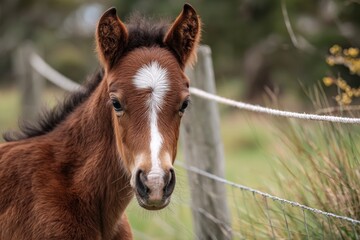 Young foal looking at camera