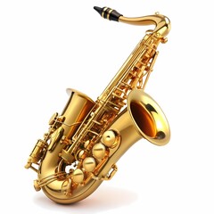 Obraz premium Golden Saxophone, Musical Instrument on white background