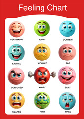 Kids Feeling Chart Emotions Poster