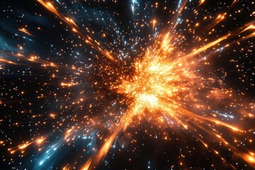 Fototapeta premium Dazzling display of fireworks illuminates the night sky with vibrant colors and spectacular bursts of light during a festive celebration