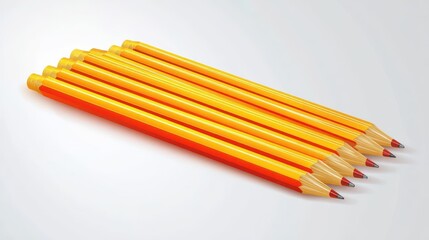 Yellow and red pencils arranged in a diagonal line.